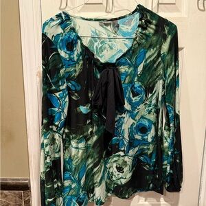 Apt. 9 Women's Floral Blouse - Blue and Black
